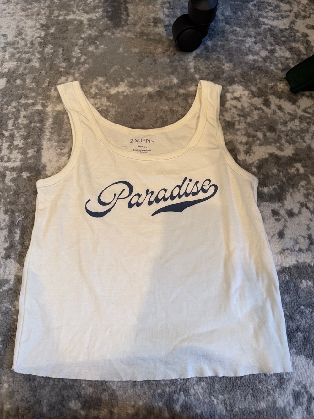 Z Supply Cream Tank Top with Navy 'Paradise' Script